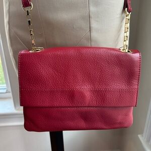 Elegant Red Leather Crossbody Bag